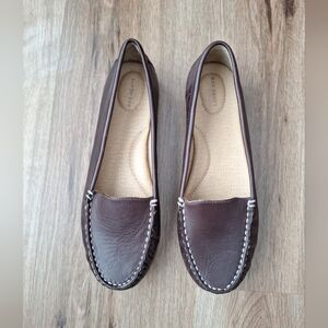 Lands' End Women's Leather Driving Slip On Moccasins Brown Size 7 B